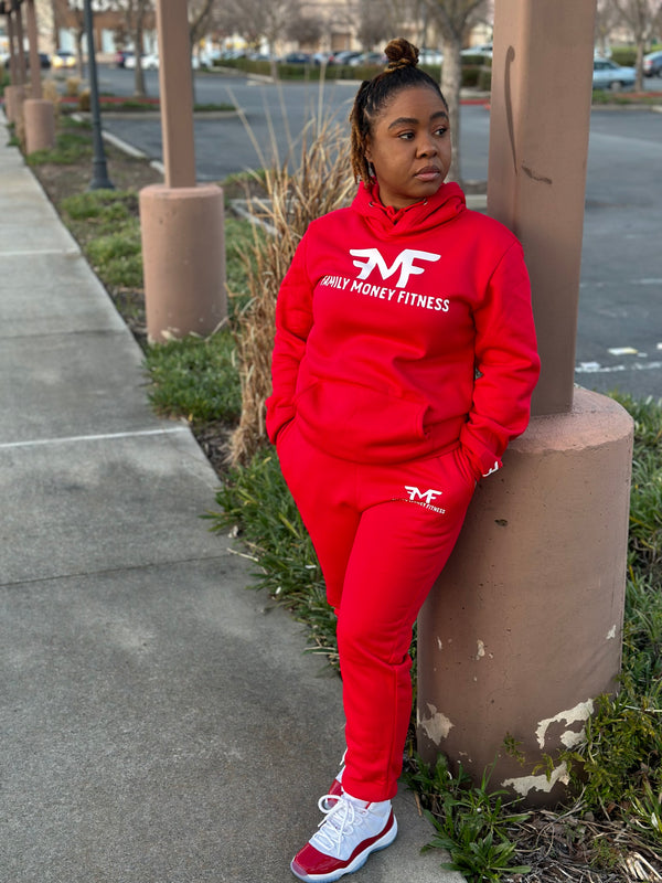 Red Unisex Cotton Fleece Set